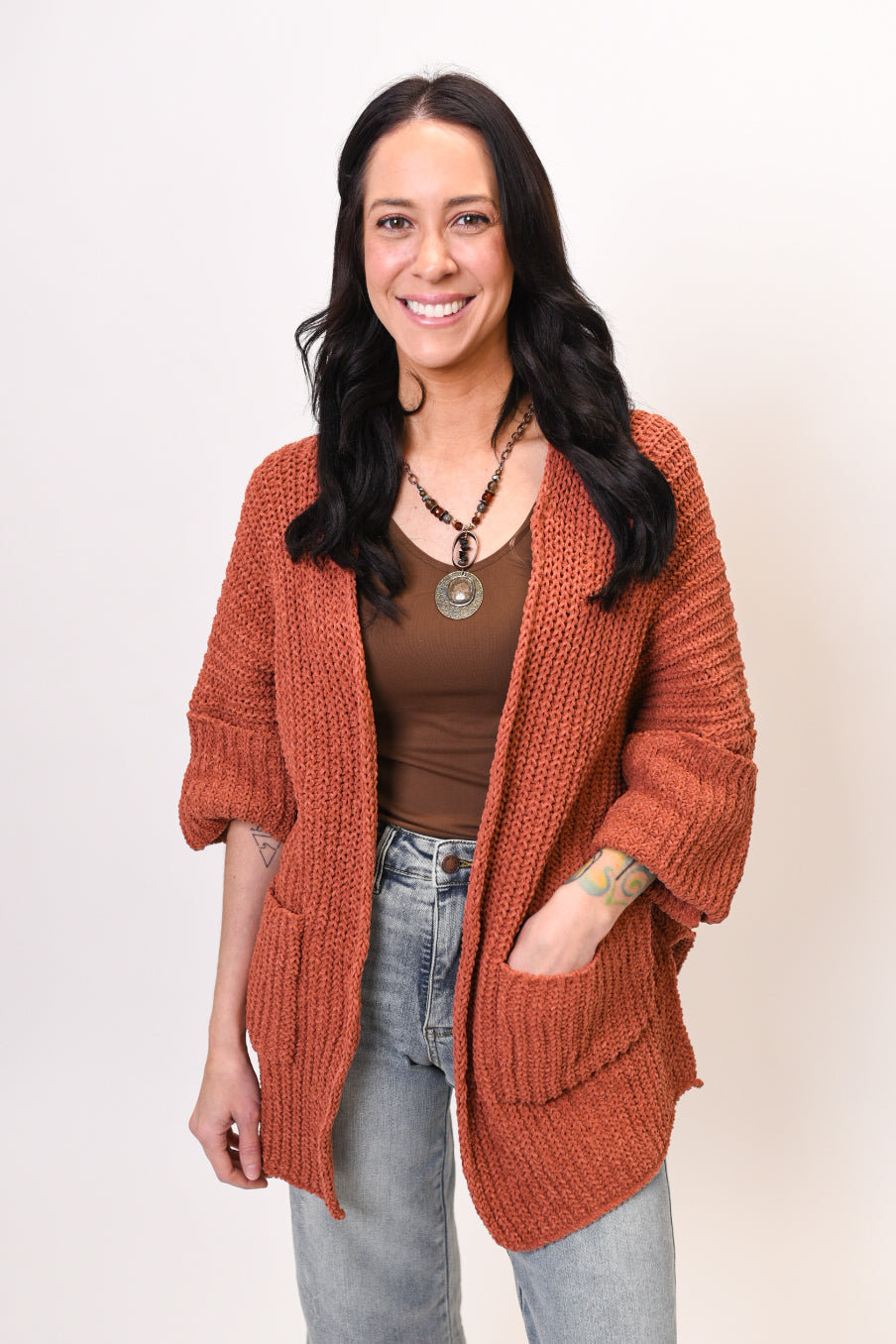 Let&#39;s Snuggle Cardigan in Brick