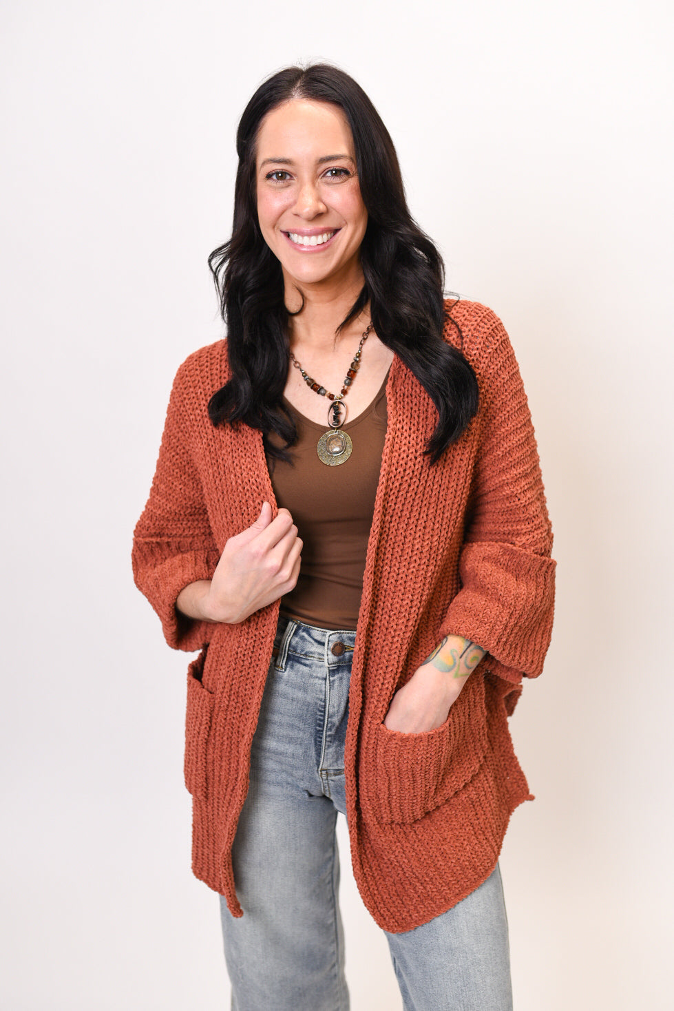 Let&#39;s Snuggle Cardigan in Brick