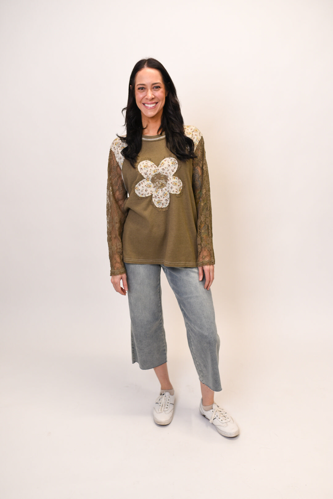 Full Bloom Long Sleeve Top in Olive