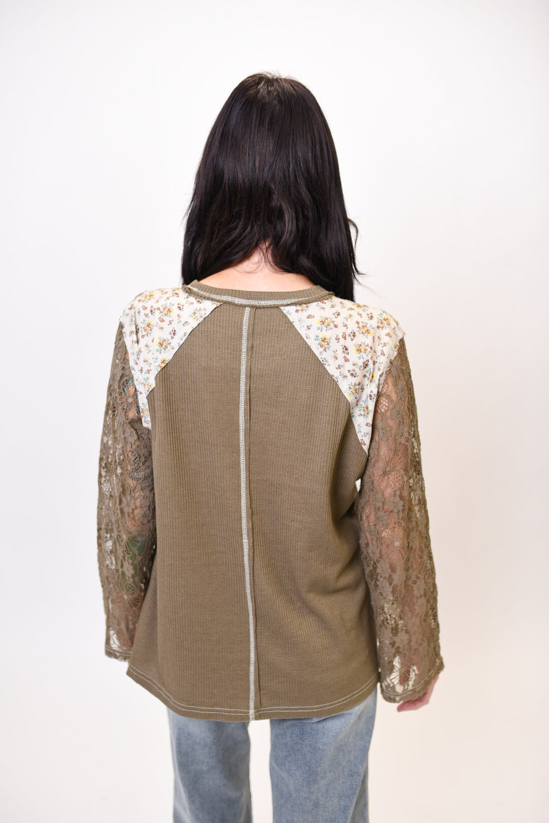 Full Bloom Long Sleeve Top in Olive