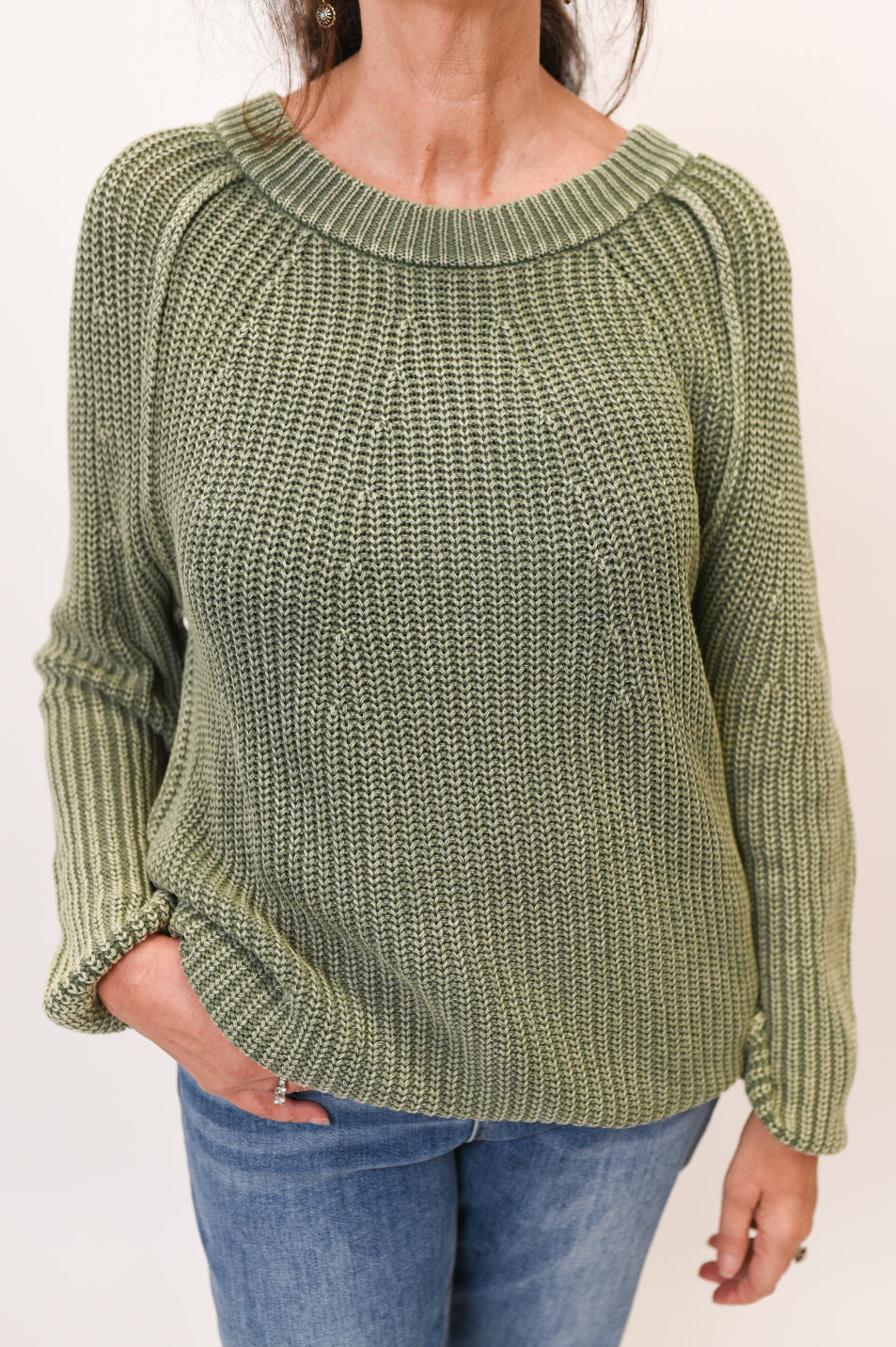 For Sure Crewneck Sweater in Olive