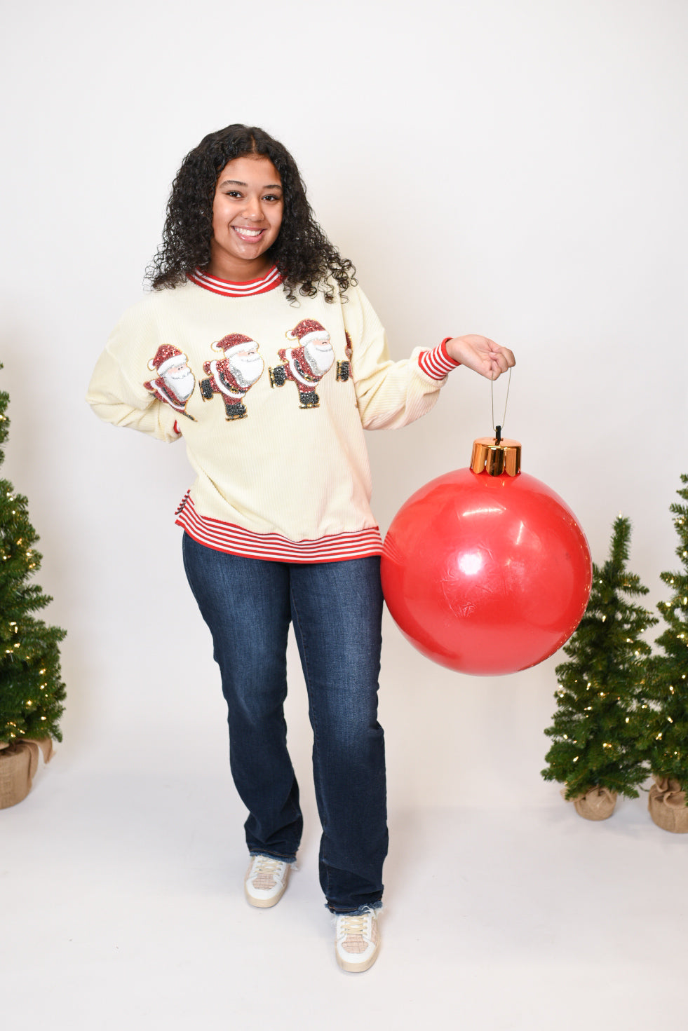 Santa Ice Skating Sequins Pullover