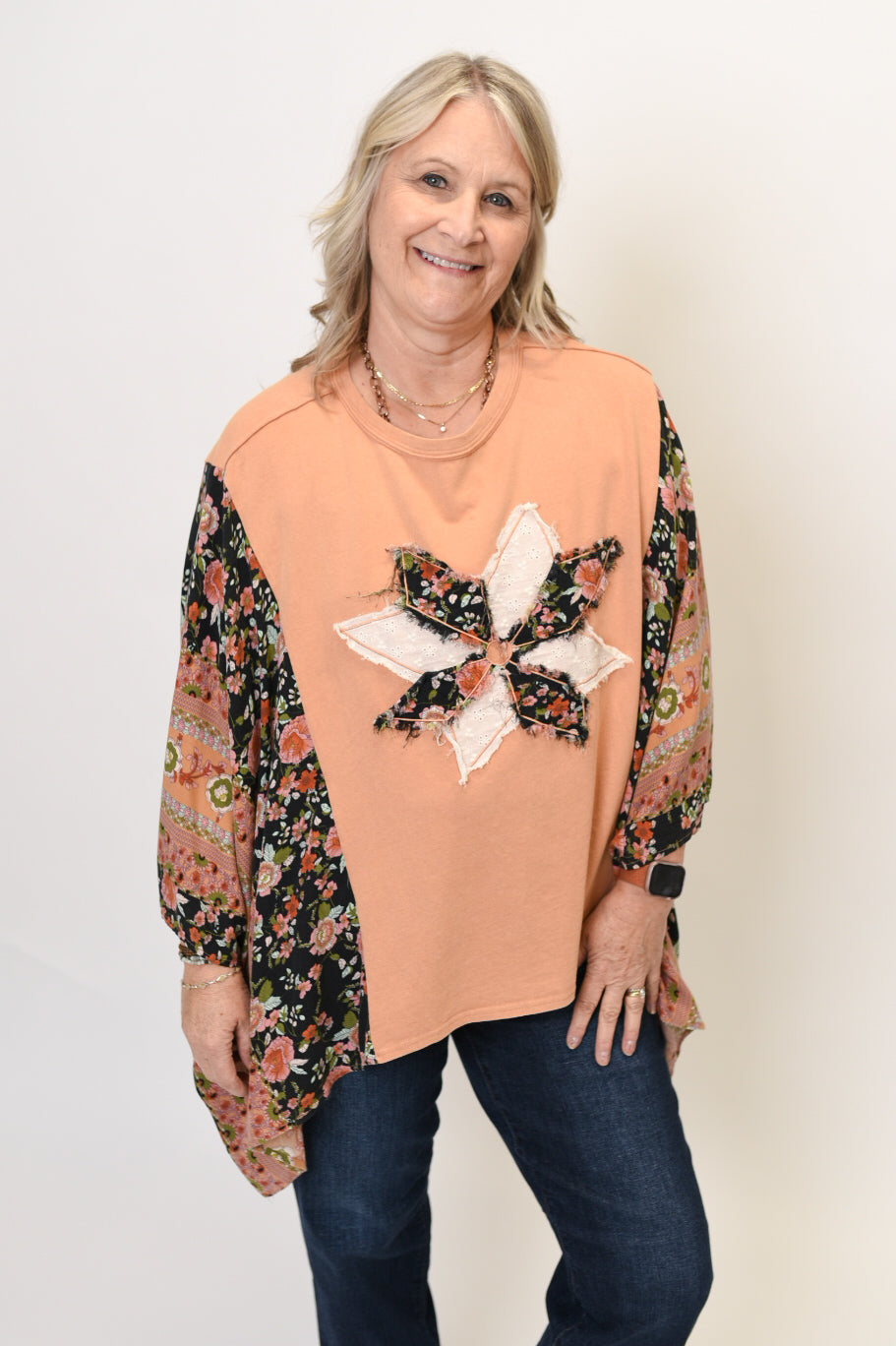 Wildflower Poncho Top in Terracotta