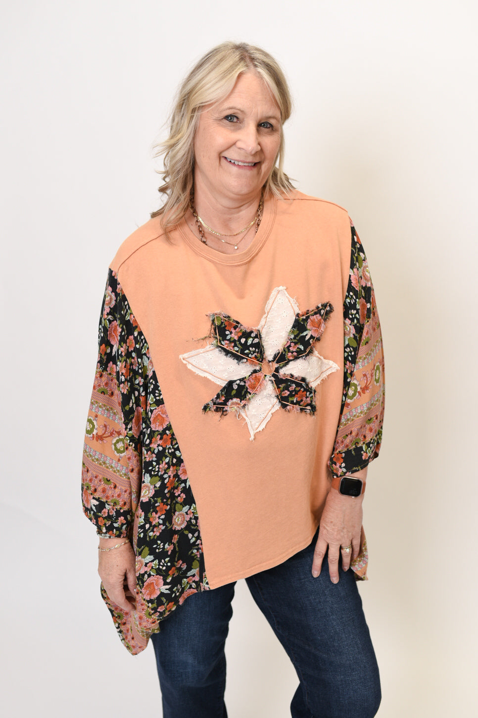 Wildflower Poncho Top in Terracotta