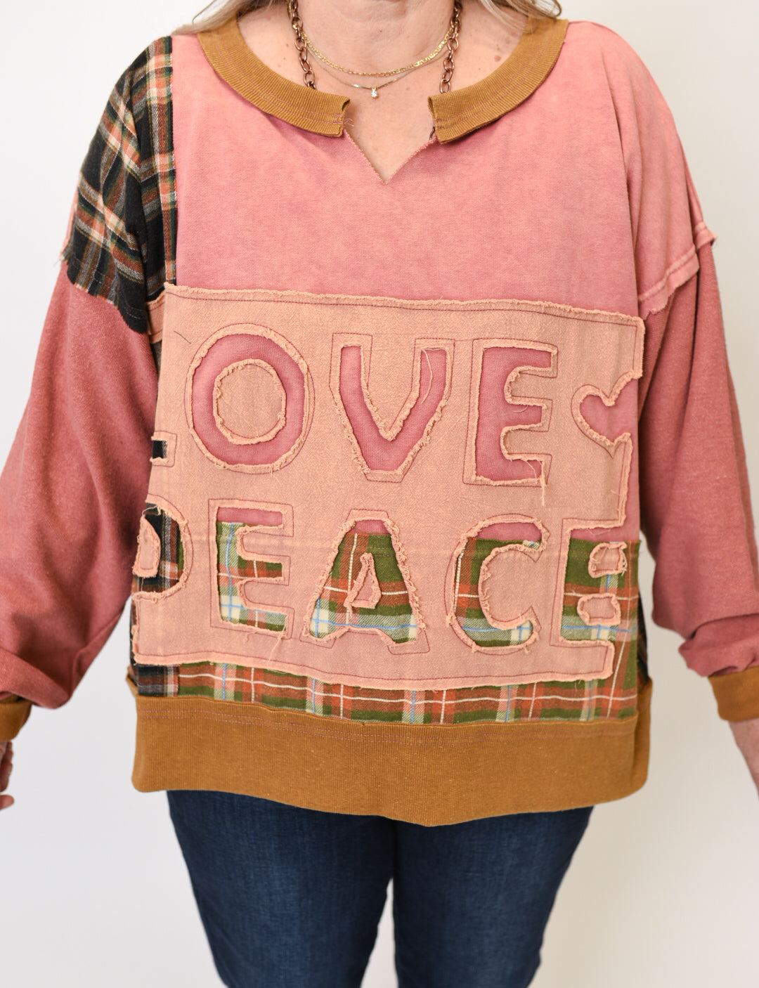 Oli &amp; Hali Plaid Harmony Pullover in Pink