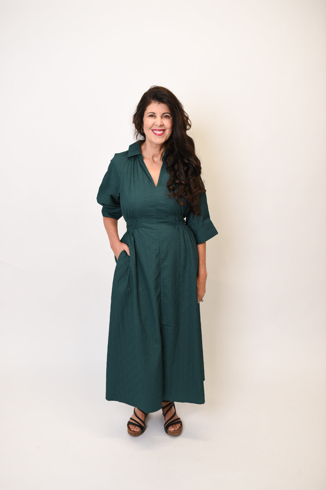 Romantic Whisper Midi Dress in Green