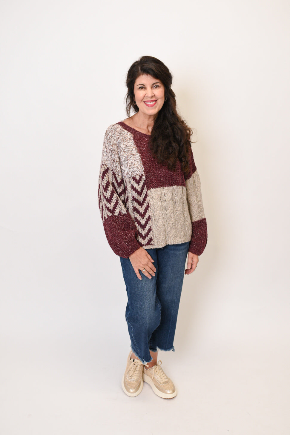 Bowed in Style Sweater in Wine Multi