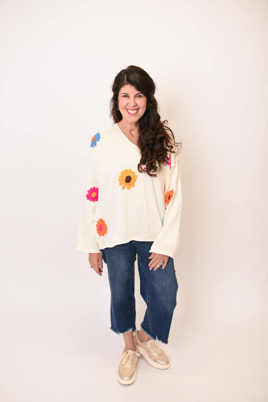 Daisy Dance Sweater in Cream