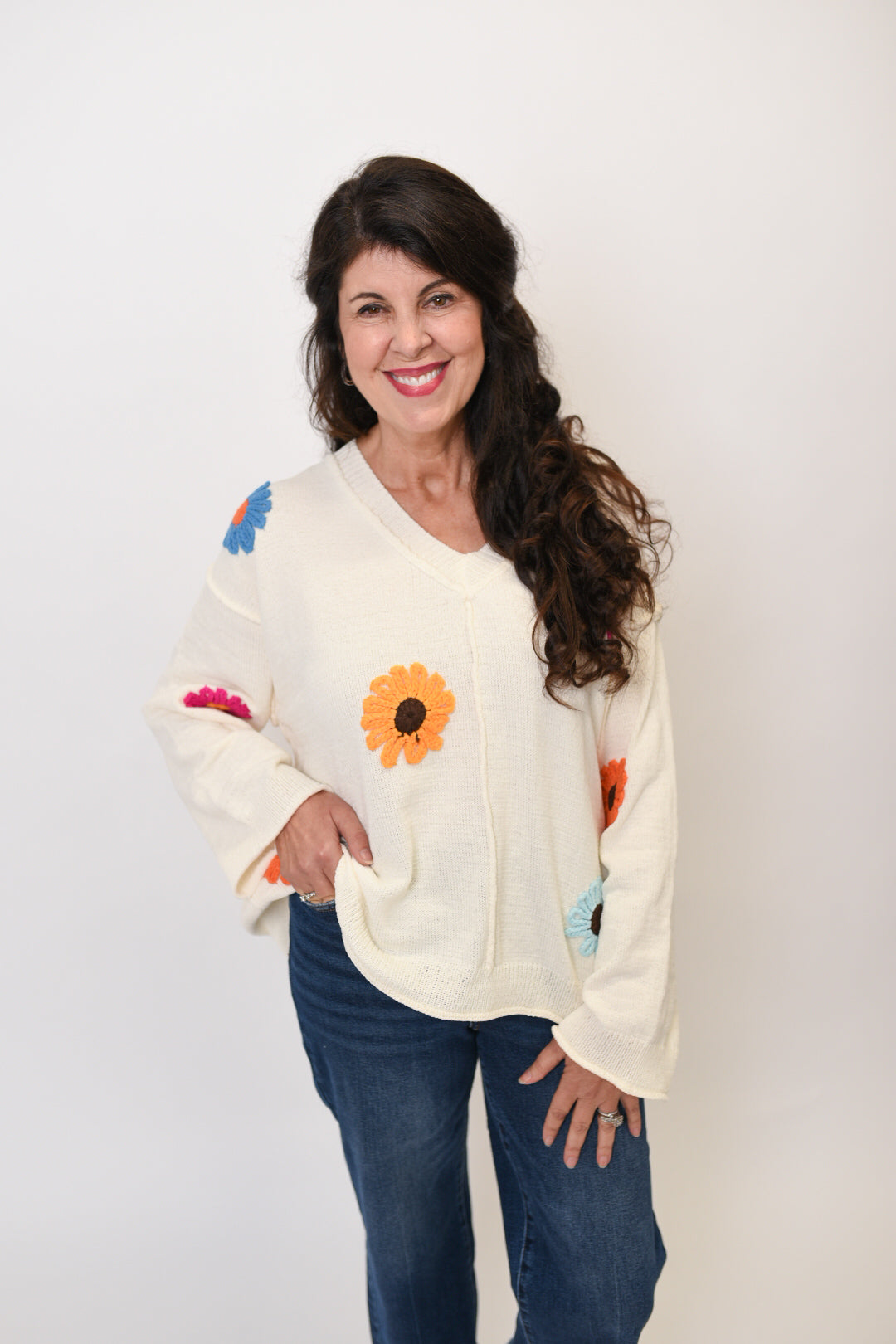 Daisy Dance Sweater in Cream