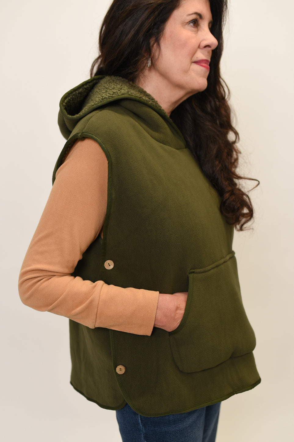 Warm Woods Sherpa Vest in Olive