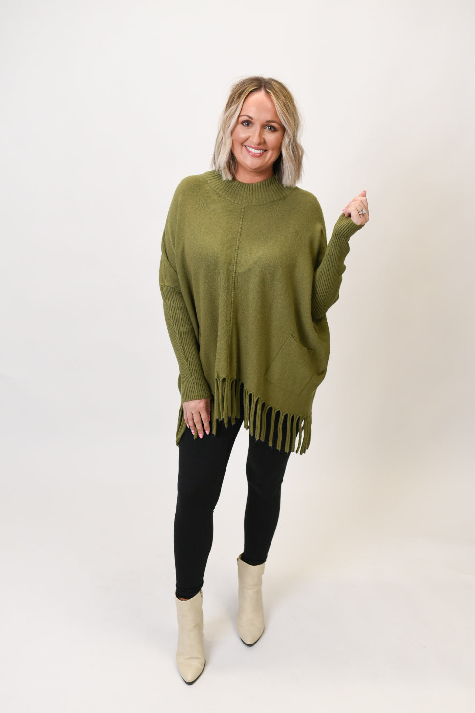 Fringe Finesse Mock Neck Sweater