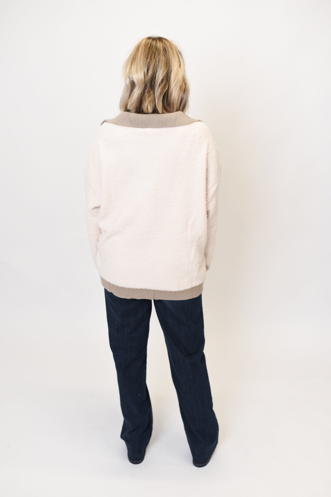 Cozy Contrast Pullover in Ivory