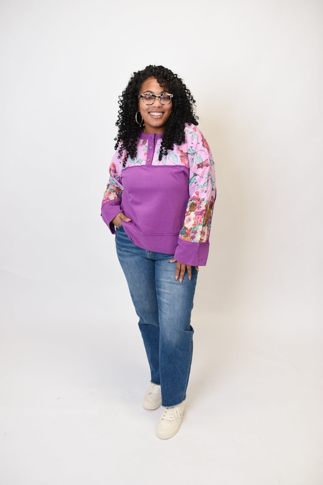 Floral Fusion Pullover in Purple