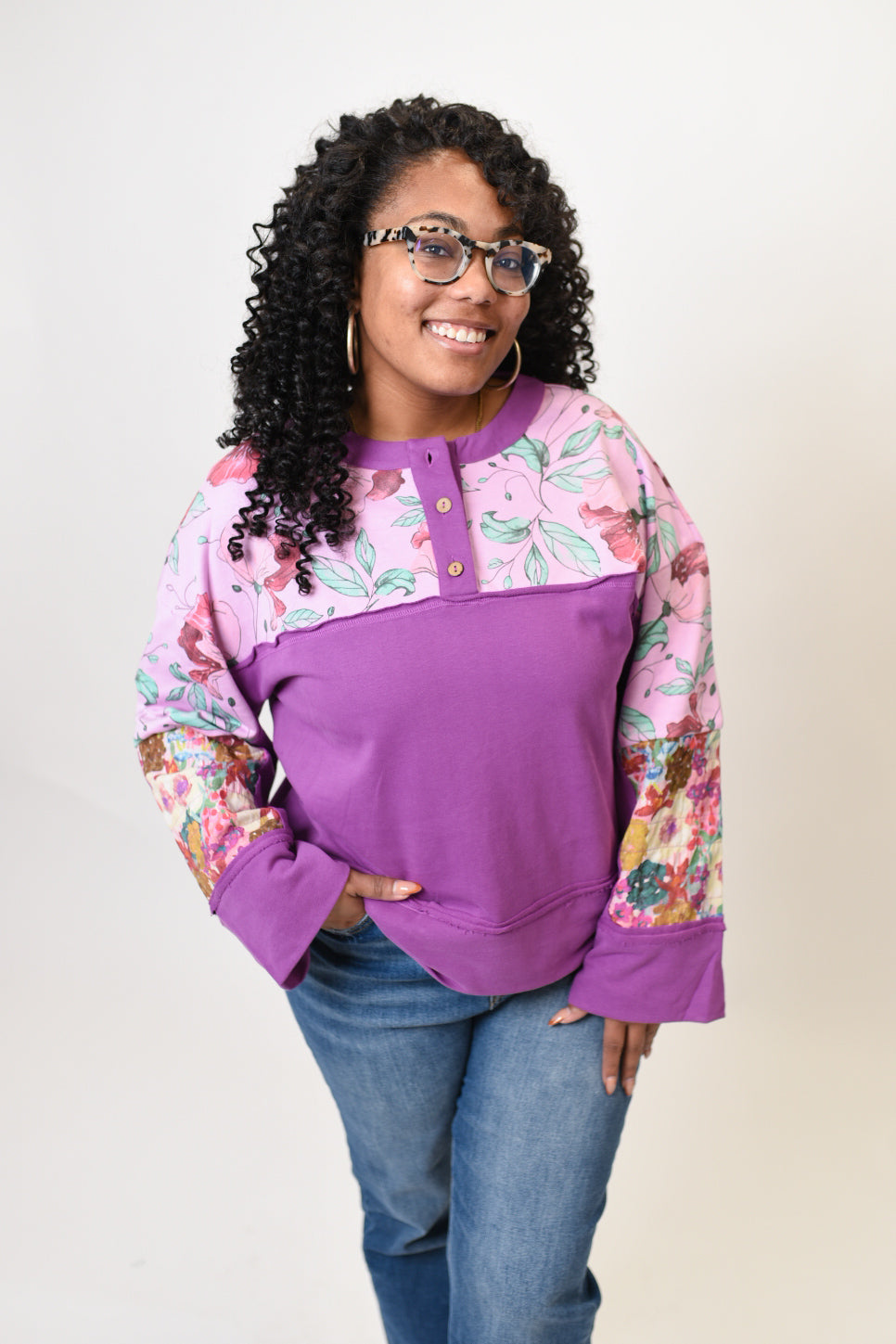 Floral Fusion Pullover in Purple