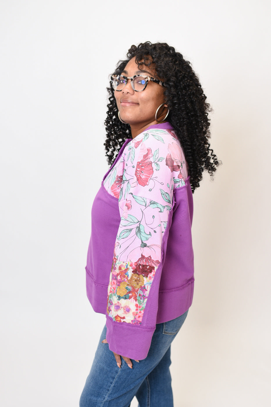 Floral Fusion Pullover in Purple