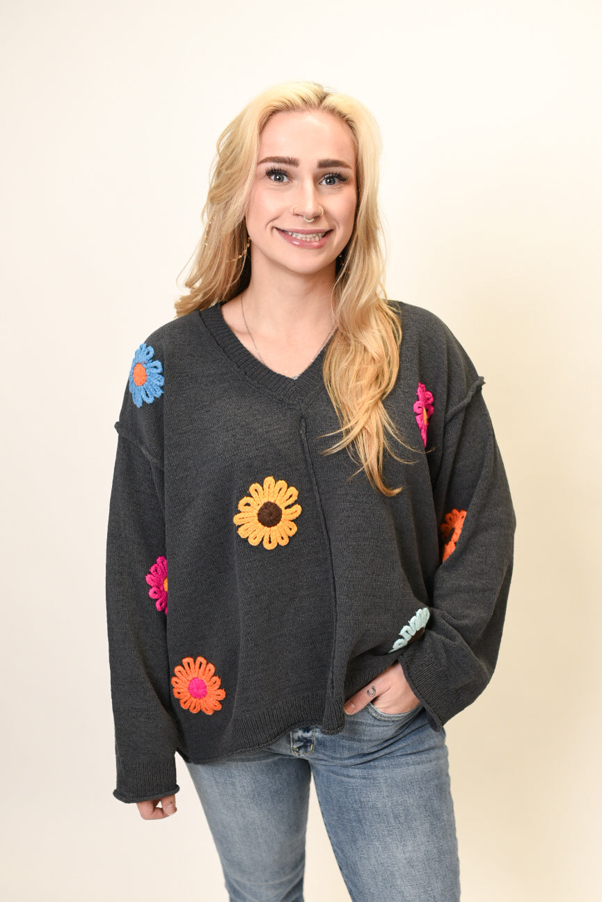 Daisy Dance Sweater in Charcoal