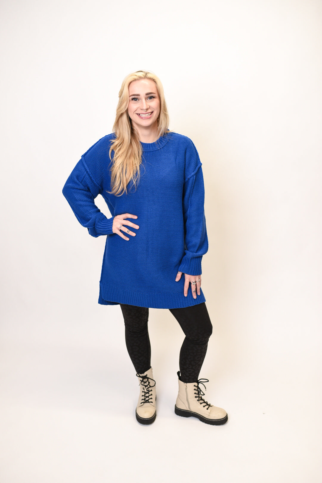 Lets Snuggle Sweater Dress in Blue