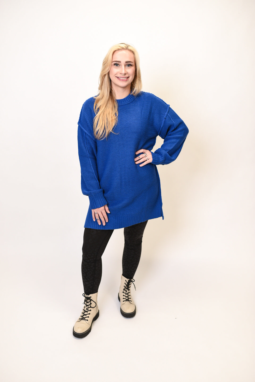 Lets Snuggle Sweater Dress in Blue