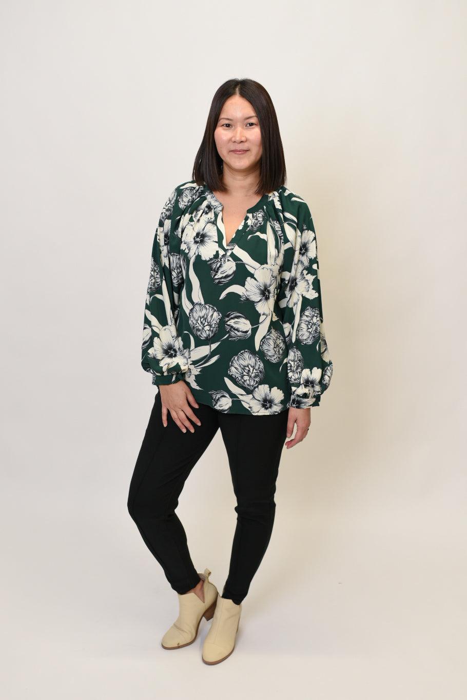 Verdant Bloom Long Sleeve Blouse