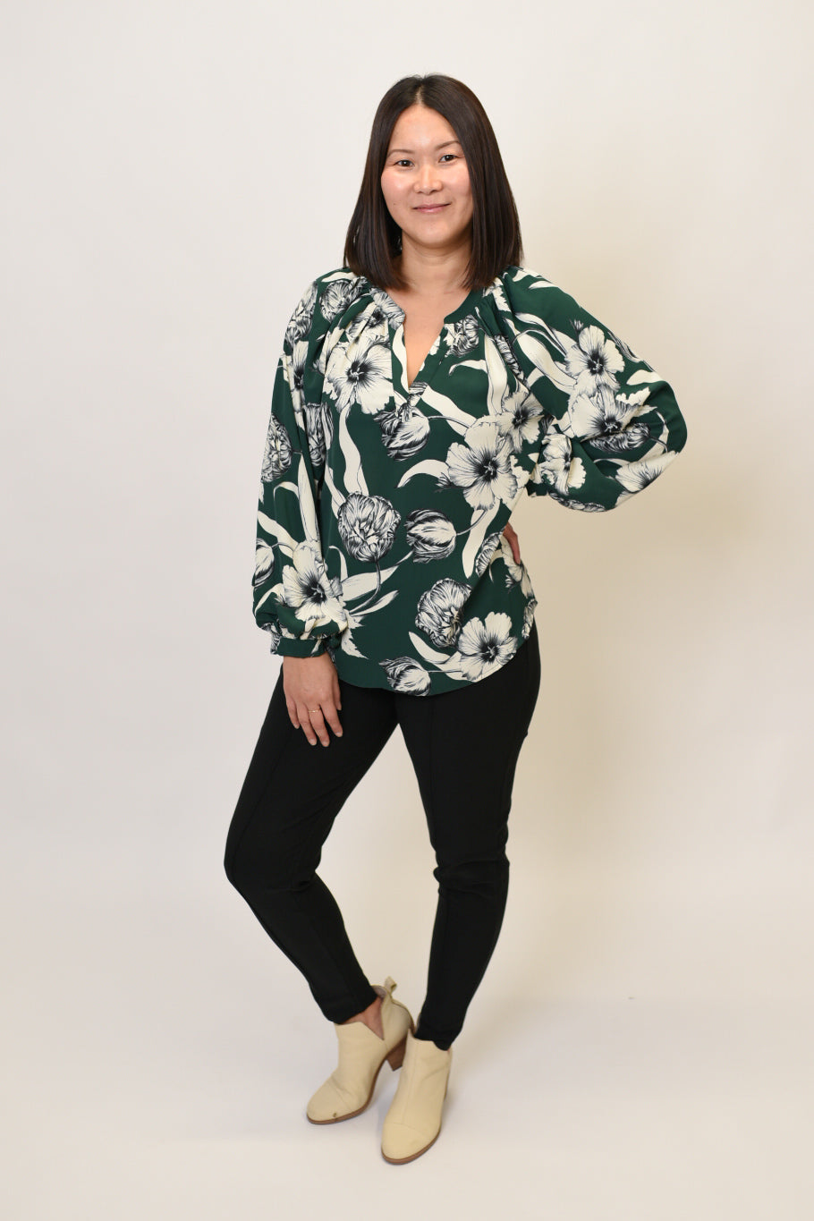 Verdant Bloom Long Sleeve Blouse