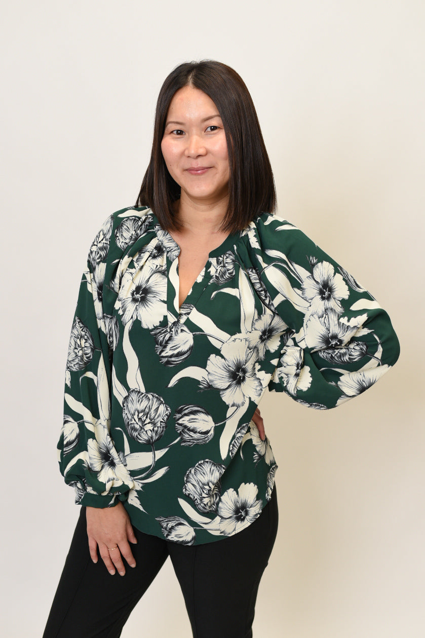 Verdant Bloom Long Sleeve Blouse