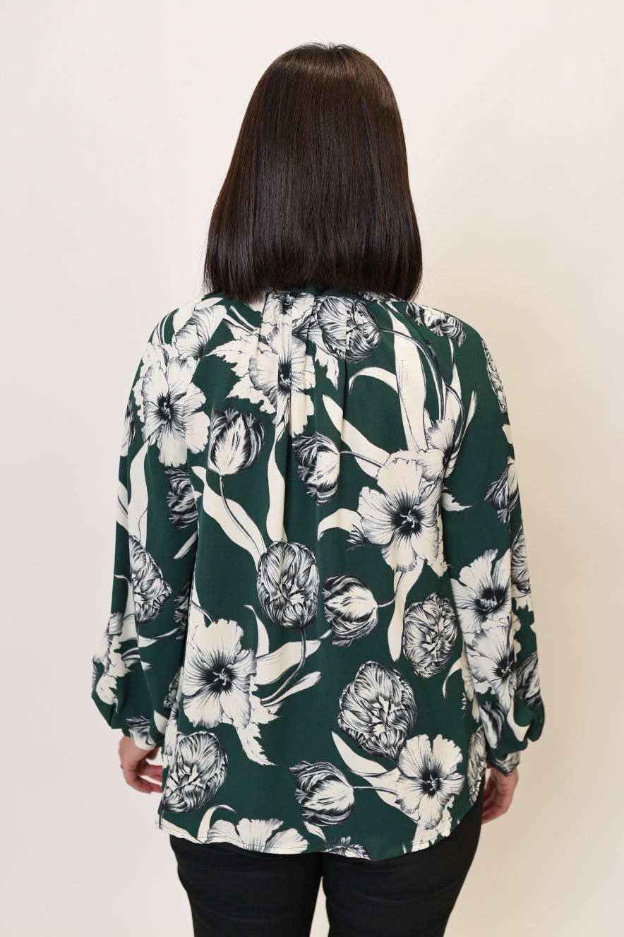 Verdant Bloom Long Sleeve Blouse