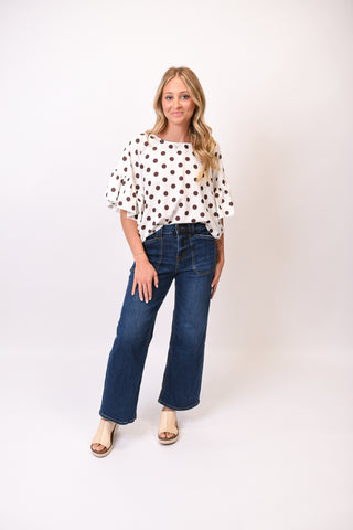 Midday Stroll Polka Dot Blouse - Chocolate