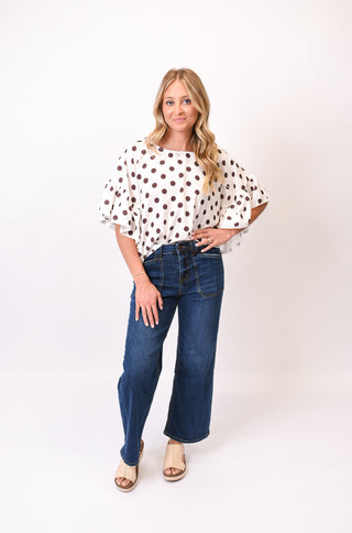 Midday Stroll Polka Dot Blouse - Chocolate
