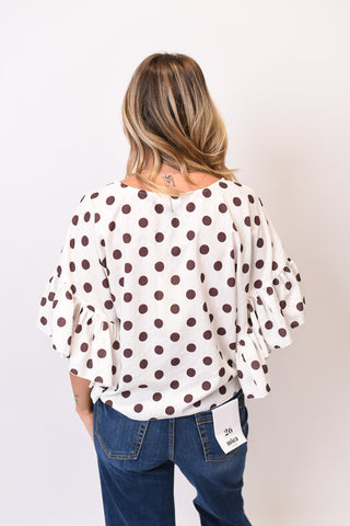 Midday Stroll Polka Dot Blouse - Chocolate