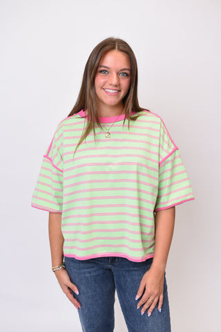 Laid Back Stripe Top in Mint