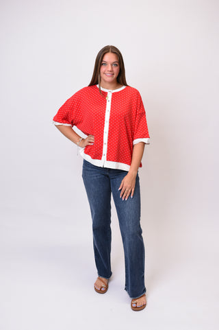 Firecracker Button Front Top