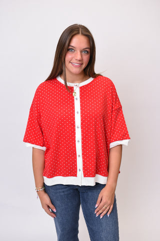 Firecracker Button Front Top
