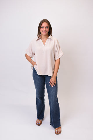 Poolside Stitch Blouse in Oatmeal