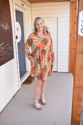 Here's To Autumn Patchwork Knit Dress