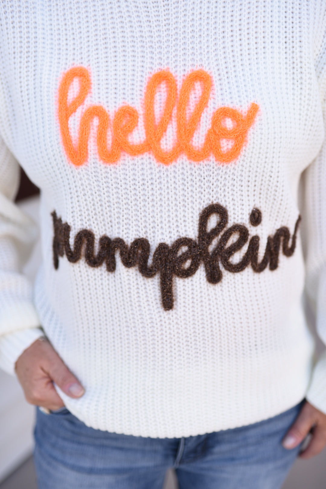 Hello You Pumpkin Knit Sweater