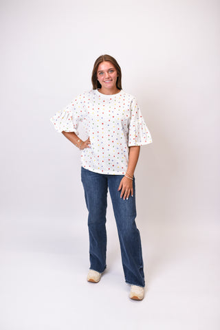 Confetti Dot Short Sleeve Top