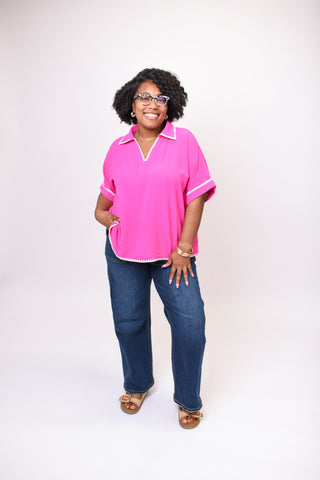 Poolside Stitch Blouse in Pink