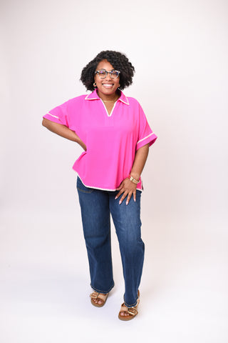 Poolside Stitch Blouse in Pink