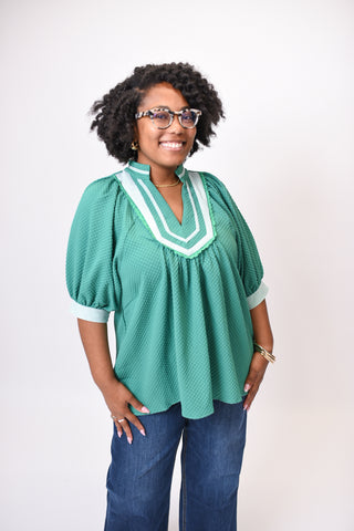 Cottage Trim Blouse in Green