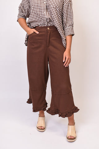 Cocoa Ruffle Wide Leg Pants