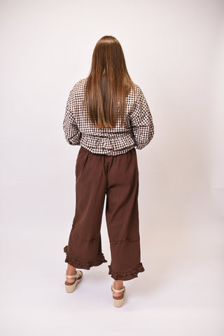 Cocoa Ruffle Wide Leg Pants