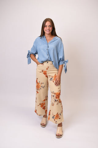 Pressed Petals Wide Leg Pants