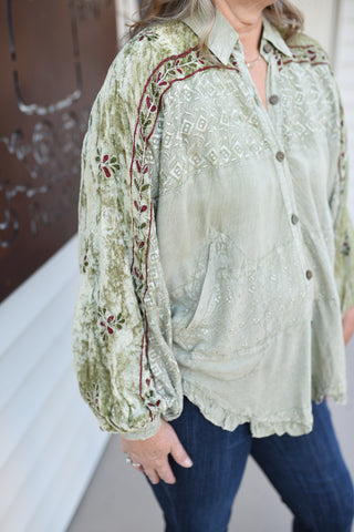 Gypsy Life Embroidered Buttoned Top