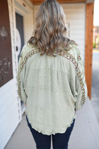 Gypsy Life Embroidered Buttoned Top