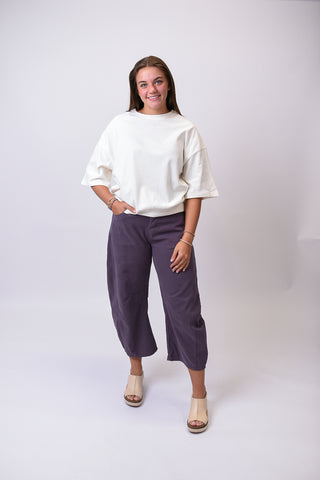 Plum Perfect Barrel Leg Pants