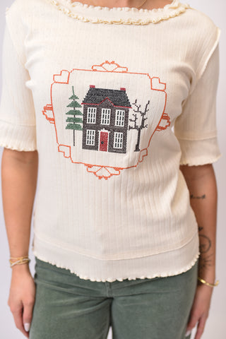 Home Sweet Home Embroidered Top