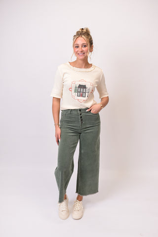 Home Sweet Home Embroidered Top