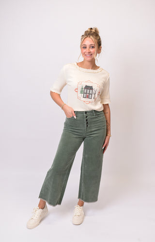 Home Sweet Home Embroidered Top