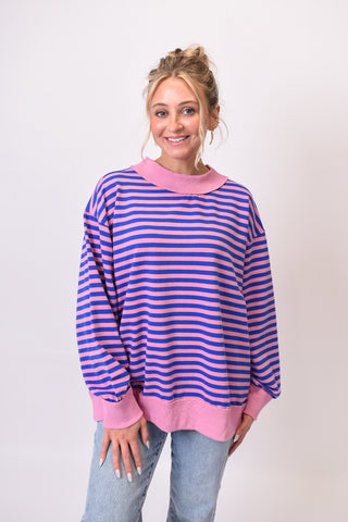 Feel Good Stripe Pullover - Pink