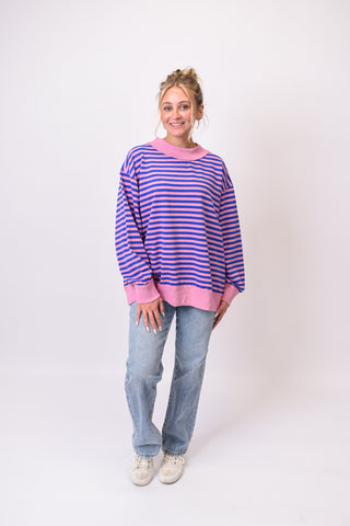 Feel Good Stripe Pullover - Pink